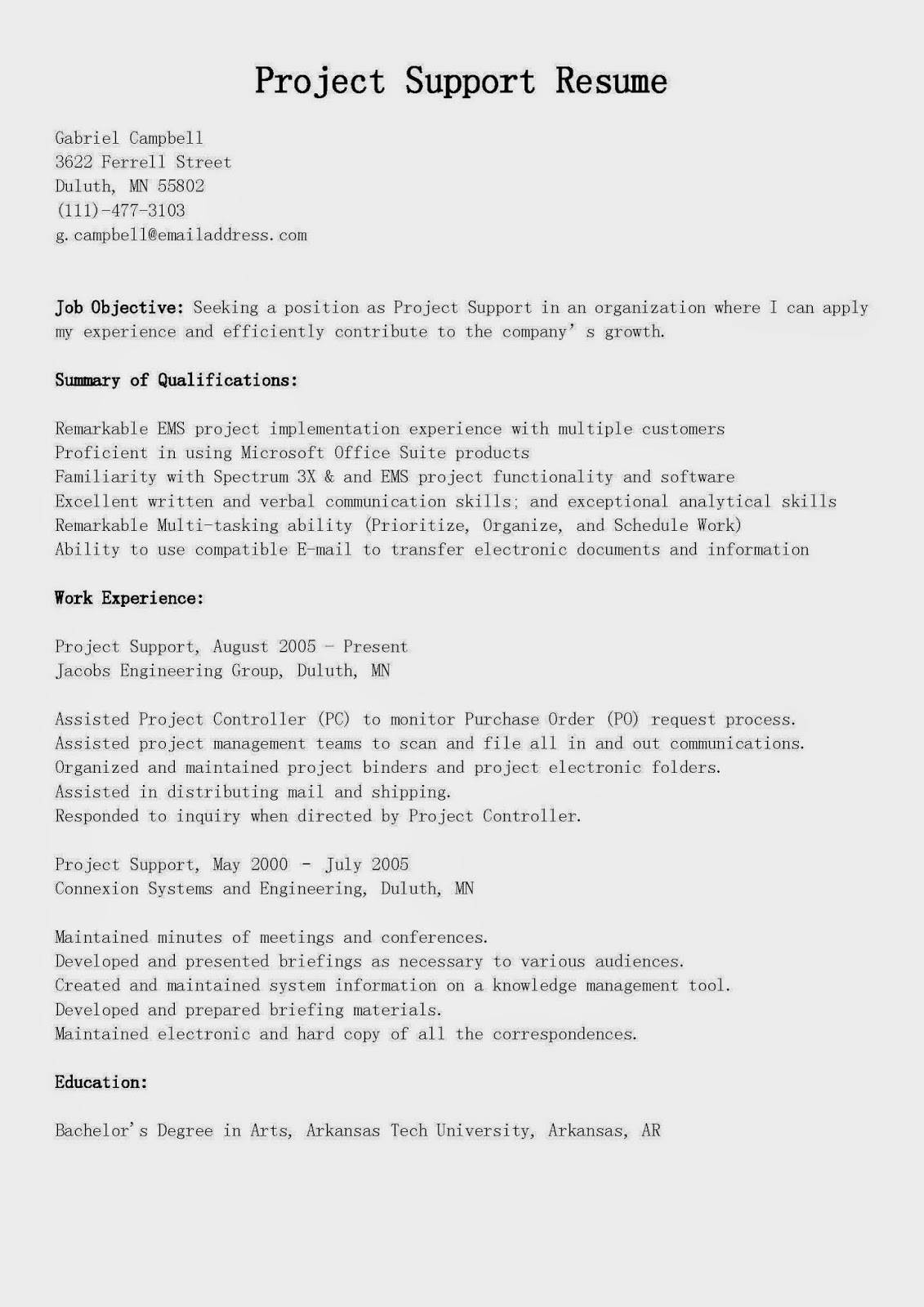 Resume horace campbell
